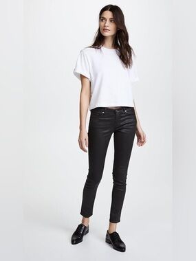 AG Jeans  Farrah High-Rise Ankle Faux Leather Skinny Pants Black Size 29